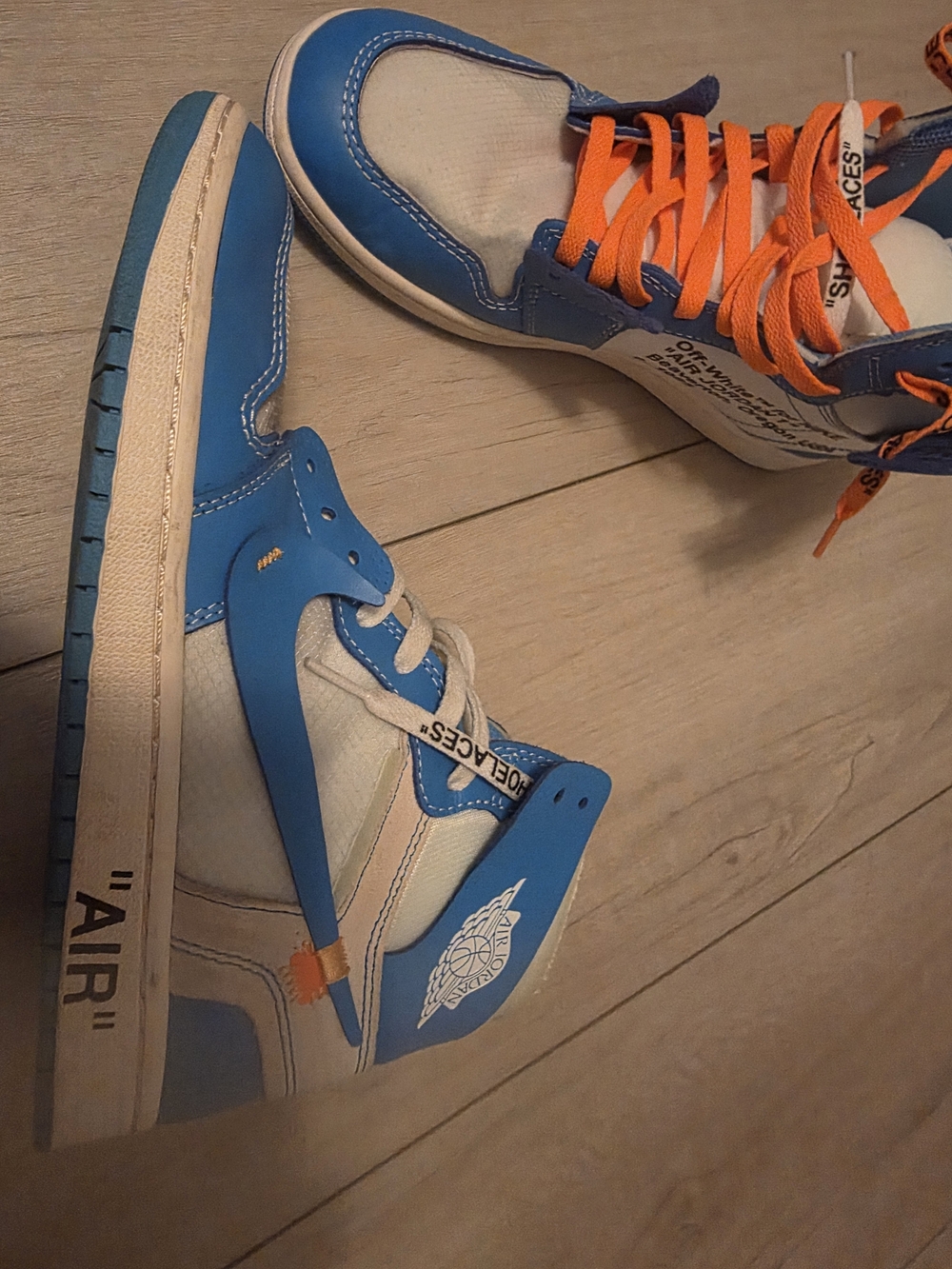 Jordan Light Blue and White Athletic Shoe Interior Tag